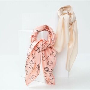 Lark & Ives Hair Scarf Set/Bundle ~ 2 pc Scarf Set ~  Pink/Ivory Nice Set Boho‎